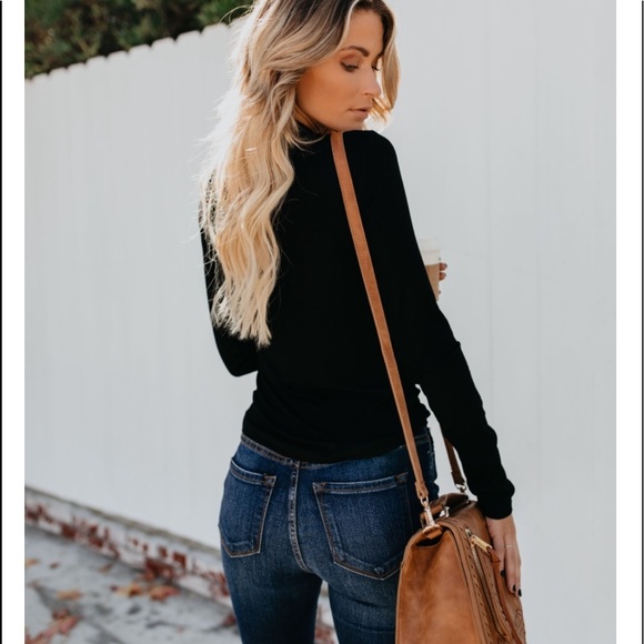 CALLIE Black Slim Fit Turtleneck - Picture 3 of 8